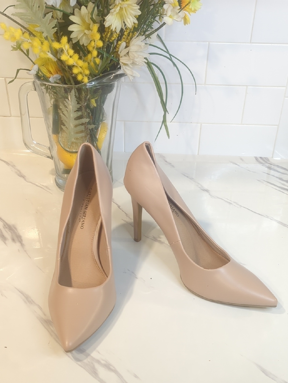 12M Nude Pointed-Toe High Heel Pumps - Women's Dress Shoes